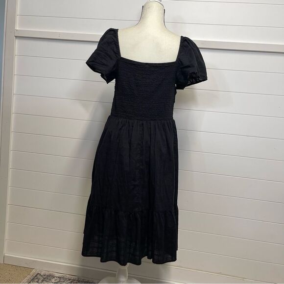 GAP Black Puff Sleeve Midi Dress Size Large - Picture 3 of 10